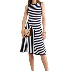 New Micheal Kors blue Striped Sleeveless Crew neck Dress Medium